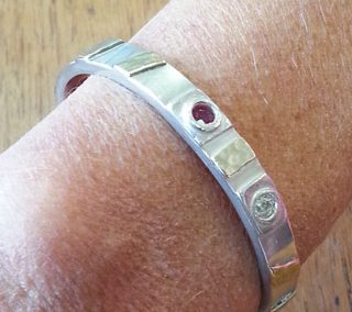 Sterling silver and 9kt yellow gold stoneset cuff