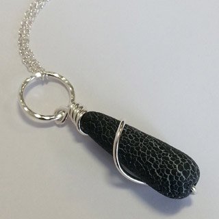 Sterling silver and frosted agate pendant