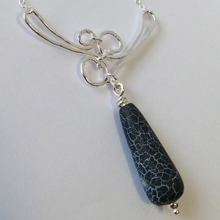 Sterling silver and frosted agate swirl pendant