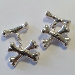 Sterling silver crossbones cufflinks