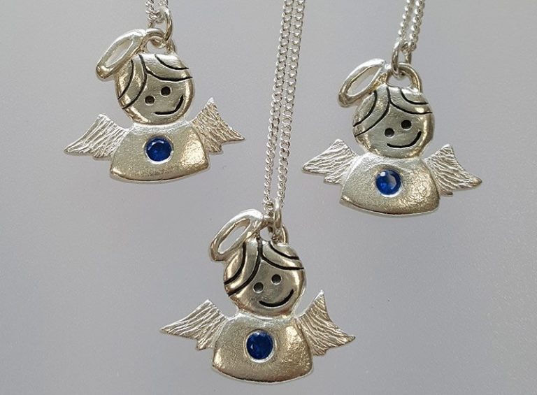 little angel pendants in fine silver