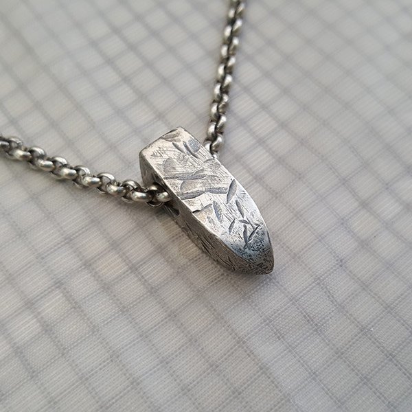mens rugged grunge pendant silver sideview