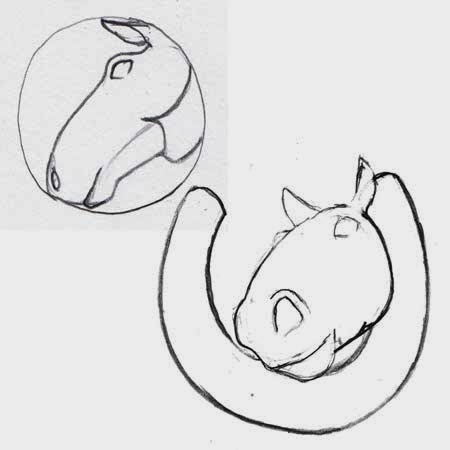 Sketch of a horse head pendant idea