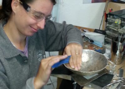 Silver bowl making workshop progress
