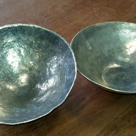 silver bowl Hand formed students work